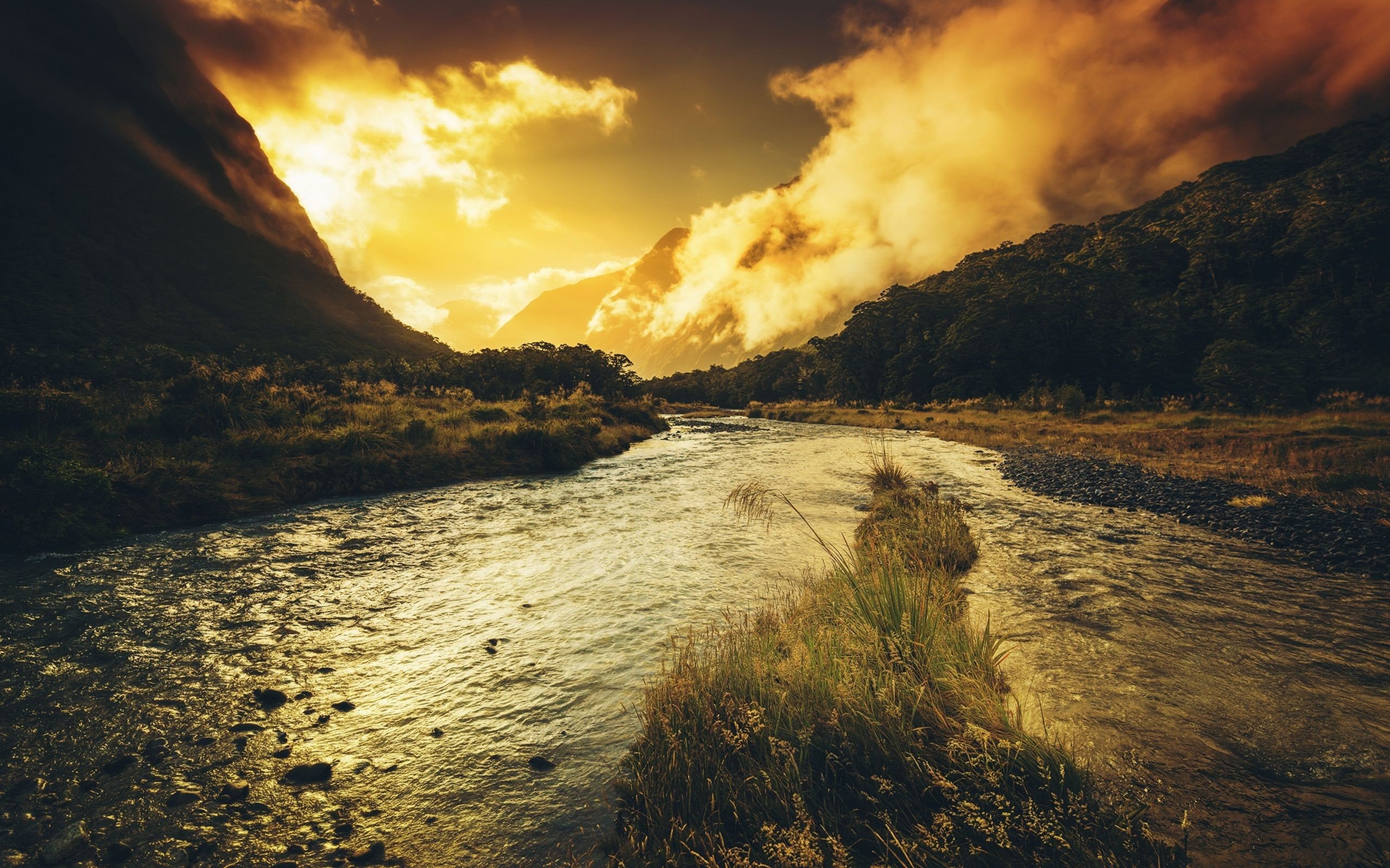 river, Mountains, Beautifully Wallpaper