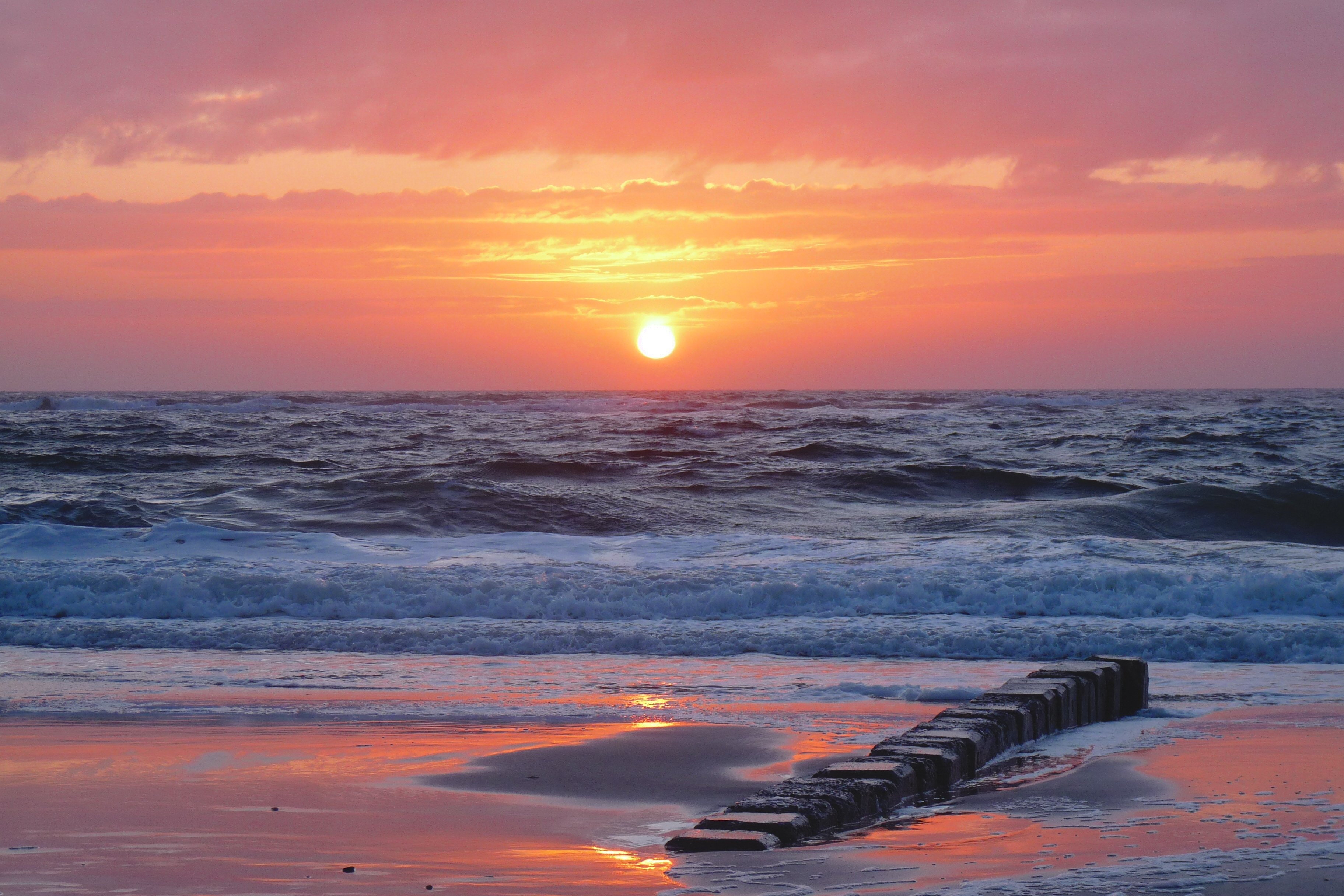 sunset, Sea, Beach, Landscape, Beautifully Wallpaper