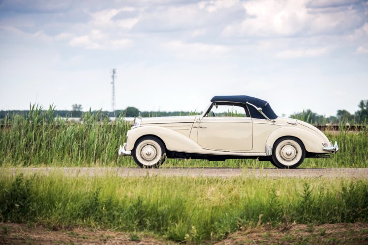 1951 55, Mercedes, Benz, 220, Cabriolet, A, W187, Retro, Luxury HD Wallpaper Desktop Background