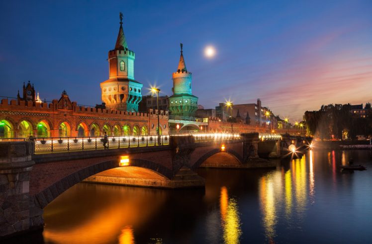 berlin, Noche, Alemania, Europa HD Wallpaper Desktop Background