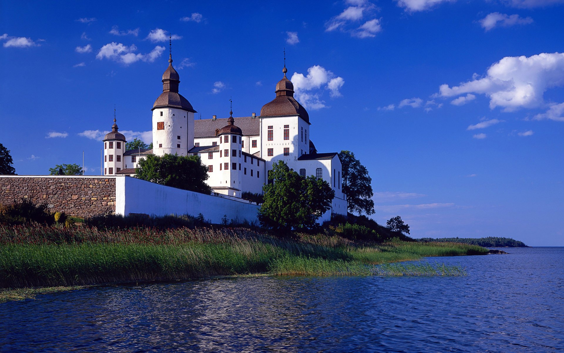 castillo, Lago, Suecia, Europa, Arquitectura Wallpaper