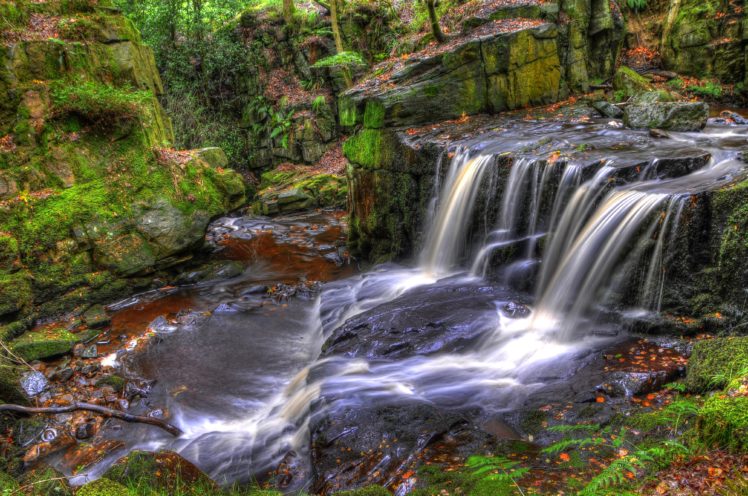 england, Waterfalls, Moss, Jepsons, Clough, Waterfall, Rivington, Nature HD Wallpaper Desktop Background