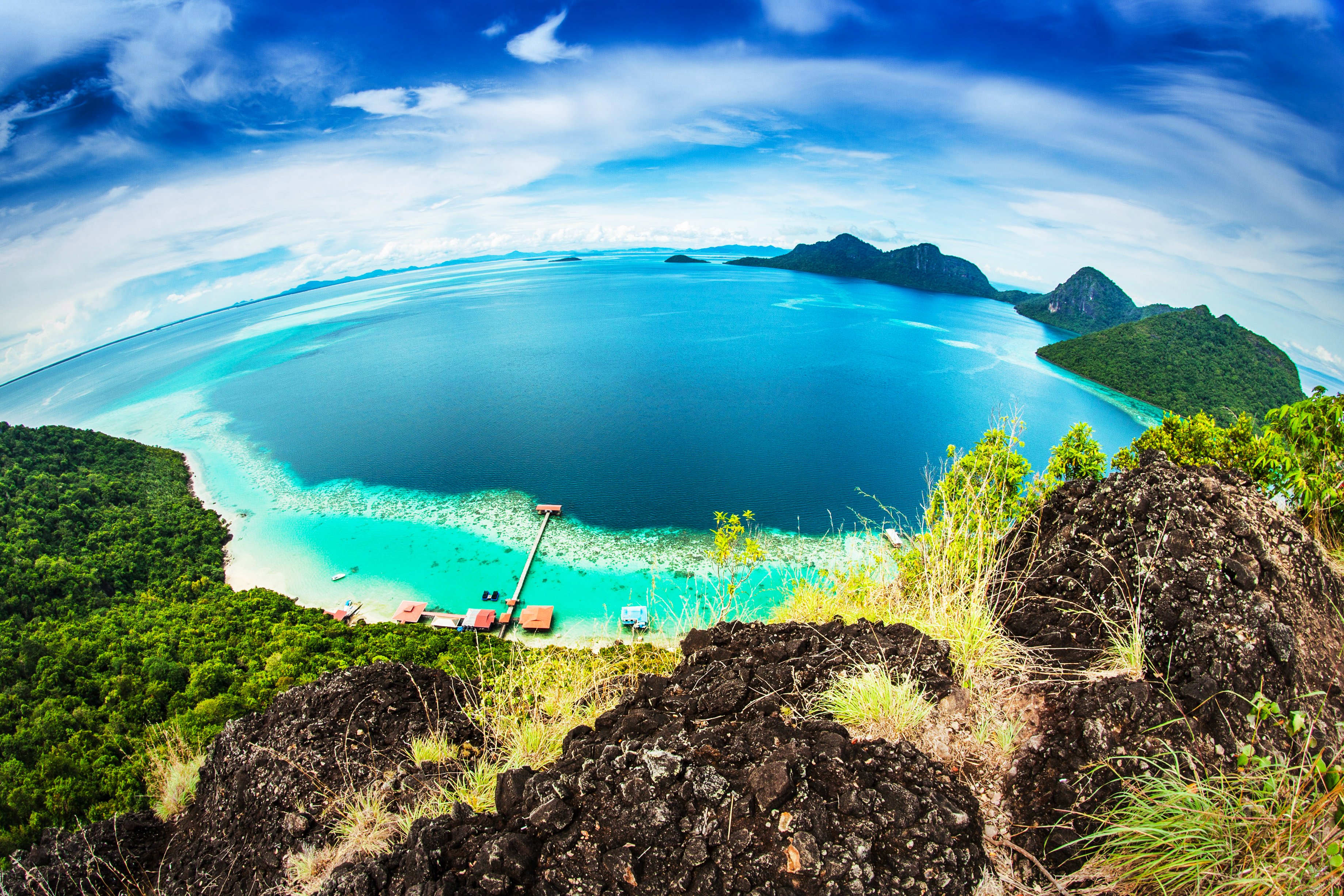 malaysia, Tropics, Coast, Sky, Sea, Crag, From, Above, Bohey, Dulang, Island, Nature Wallpaper