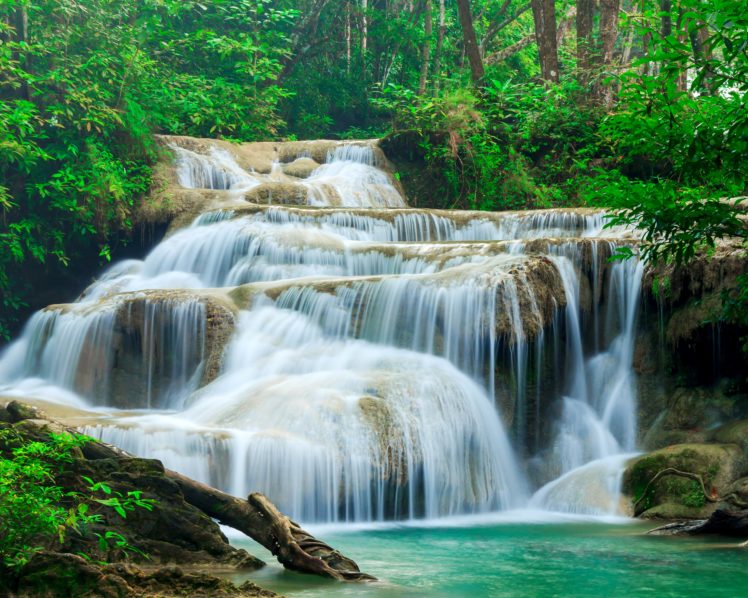 thailand, Parks, Waterfalls, Erawan, Waterfall, Kanchanaburi, Nature HD Wallpaper Desktop Background