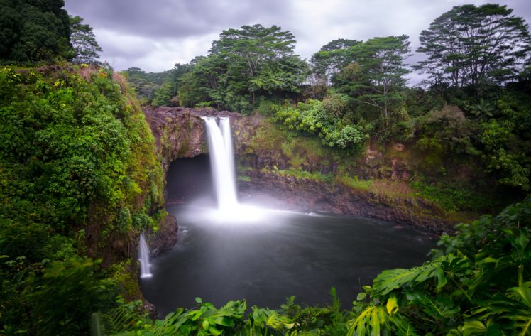 usa, Waterfalls, Hawaii, Trees, Hilo, Nature HD Wallpaper Desktop Background