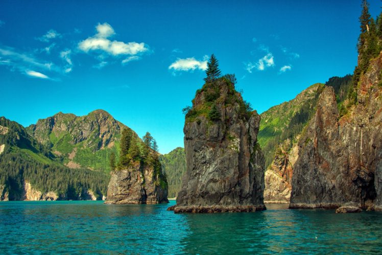 usa, Rivers, Mountains, Sky, Crag, Kenai, Fjords, National, Park, Alaska, Nature HD Wallpaper Desktop Background