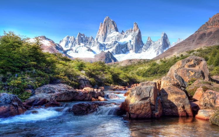 chile, Mountains, Stones, Rivers, Scenery, Snow, Patagonia, Nature HD Wallpaper Desktop Background