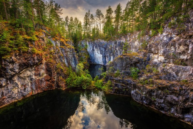 sweden, Canyon, Crag, Trees, Grythyttan, Nature HD Wallpaper Desktop Background