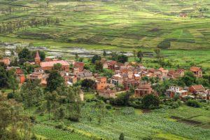 houses, Fields, From, Above, Village, Madagascar, Nature