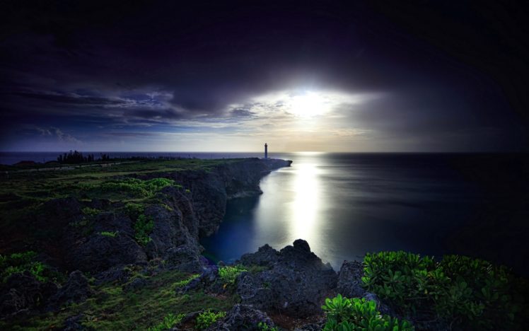 japan, Coast, Night, Moss, Okinawa, Nature HD Wallpaper Desktop Background
