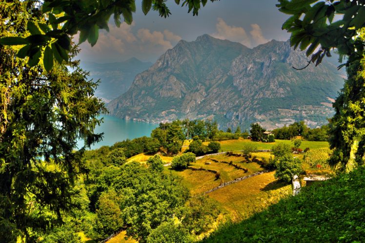 italy, Mountains, Scenery, Fields, Trees, Hdr, Monte, Isola, Lombardy, Nature HD Wallpaper Desktop Background