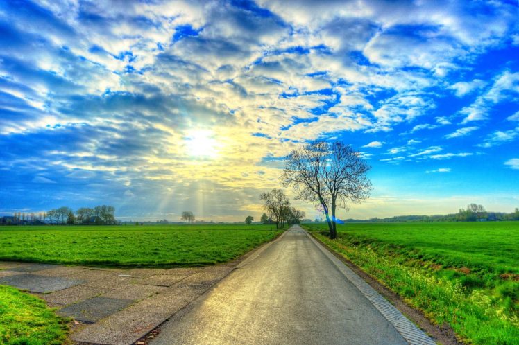 roads, Fields, Sky, Clouds, Nature HD Wallpaper Desktop Background
