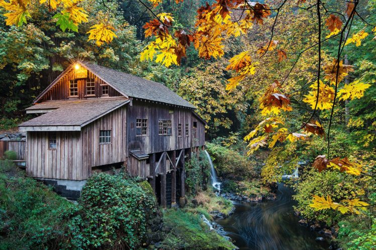 usa, Autumn, Mill, Washington, Cedar, Creek, Grist, Mill, Woodland, Nature HD Wallpaper Desktop Background