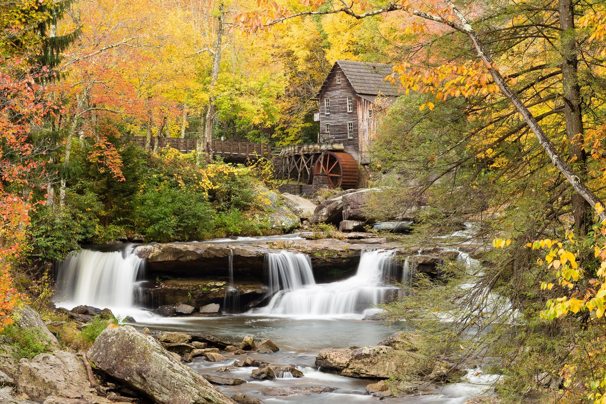 usa, Autumn, Rivers, Waterfalls, Mill, Glade, Creek, Grist, Mill, Babcock, State, Park, West, Virginia Wallpaper