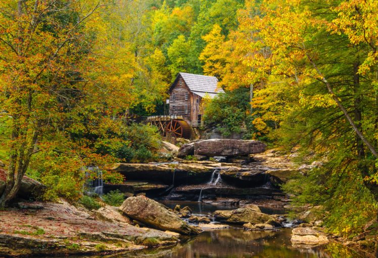 autumn, Usa, Mill, Stream, Glade, Creek, Grist, Mill, Babcock, State, Park, West, Virginia, Nature HD Wallpaper Desktop Background