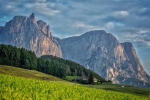 italy, Mountains, Fields, Forests, Sky, Houses, Scenery, Crag, Castelrotto, Nature