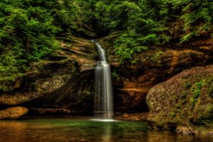waterfalls, Usa, Crag, Hocking, Hills, State, Park, Nature
