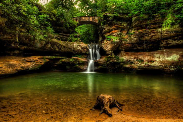 waterfalls, Usa, Crag, Upper, Falls, Old, Mans, Cave, Hocking, Hills, State, Park, Nature HD Wallpaper Desktop Background