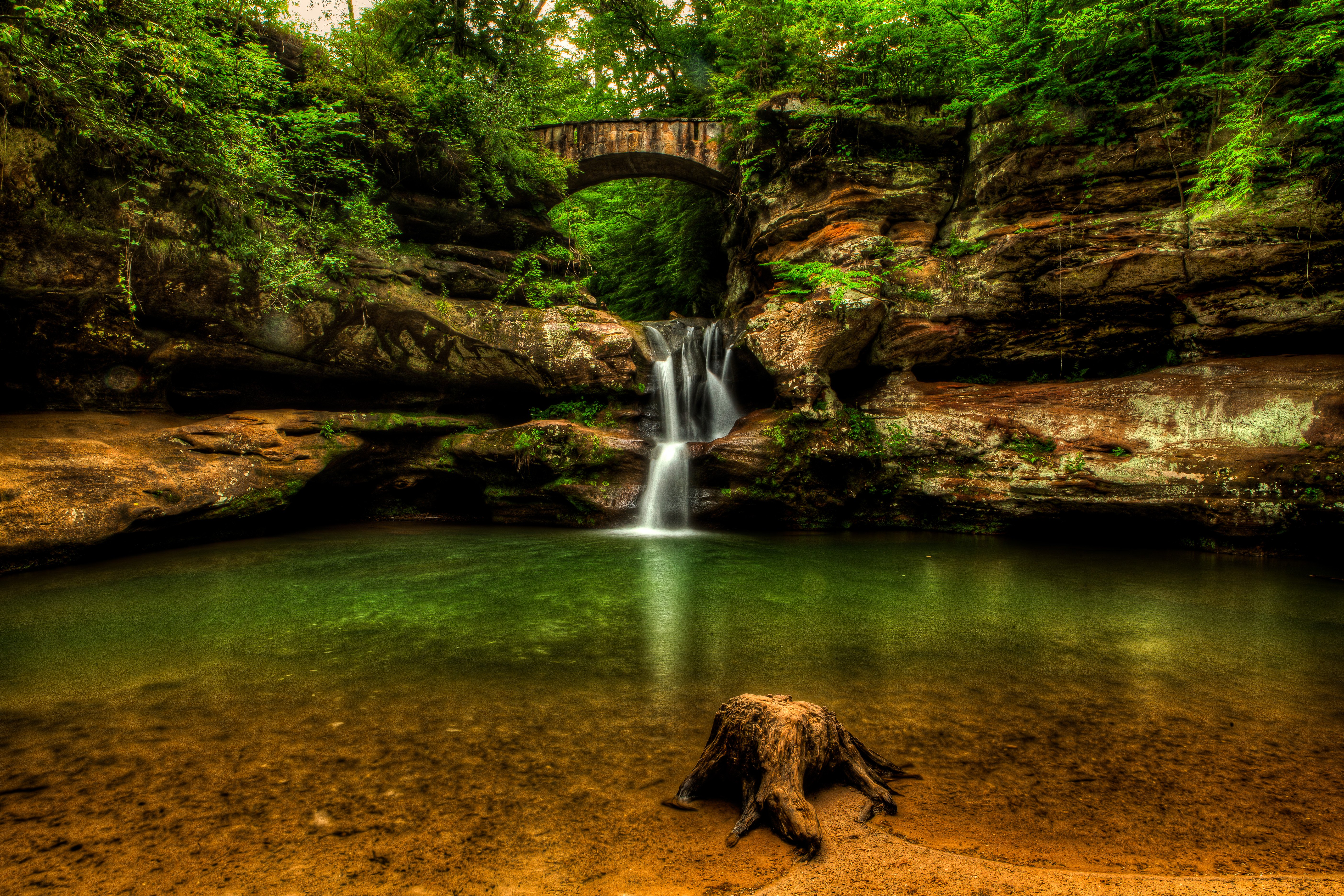 waterfalls, Usa, Crag, Upper, Falls, Old, Mans, Cave, Hocking, Hills, State, Park, Nature Wallpaper