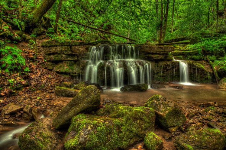 waterfalls, Usa, Stones, Moss, Big, Branch, Falls, New, River, Gorge, West, Virginia, Nature HD Wallpaper Desktop Background