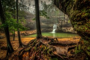 waterfalls, Usa, Trees, Hdr, Upper, Falls, Old, Mans, Cave, Hocking, Hills, State, Park, Nature