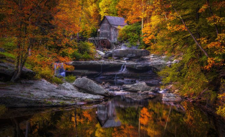 autumn, Usa, Stones, Mill, Glade, Creek, Grist, Mill, West, Virginia, Nature HD Wallpaper Desktop Background