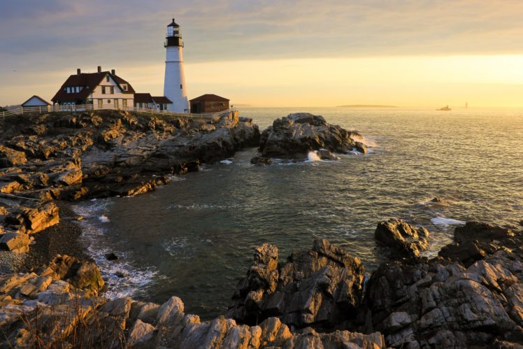 lighthouses, Usa, Coast, Portland, Head, Light, Cape, Elizabeth, Maine, Nature HD Wallpaper Desktop Background