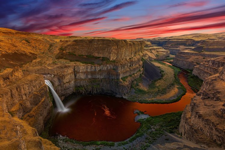 waterfalls, Usa, Washington, Crag, Canyon, Palouse, Falls, Nature HD Wallpaper Desktop Background