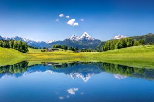 scenery, Lake, Switzerland, Mountains, Grasslands, Sky, Alps, Nature