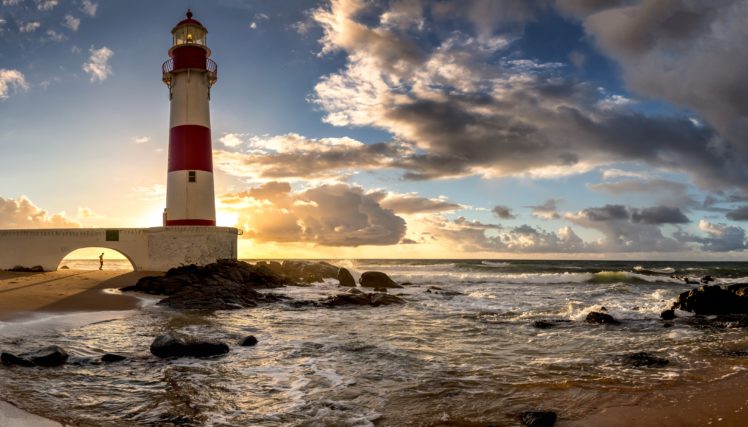 scenery, Brazil, Lighthouses, Sky, Ocean, Clouds, Salvador, Bahia, Nature HD Wallpaper Desktop Background