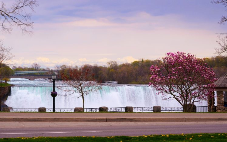 canada, Waterfalls, Flowering, Trees, Niagara, Falls, Nature HD Wallpaper Desktop Background