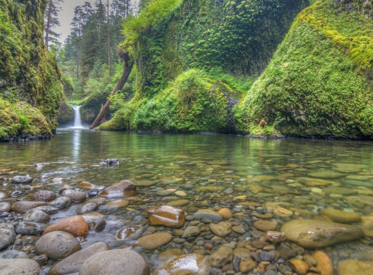 waterfalls, Stones, Rivers, Usa, Punchbowl, Falls, Columbia, River, Gorge, Nature HD Wallpaper Desktop Background