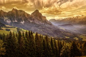 mountains, Forests, Scenery, Nature