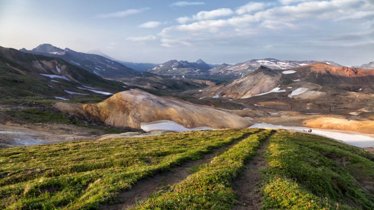 russia, Scenery, Mountains, Grass, Kamchatka, Nature HD Wallpaper Desktop Background