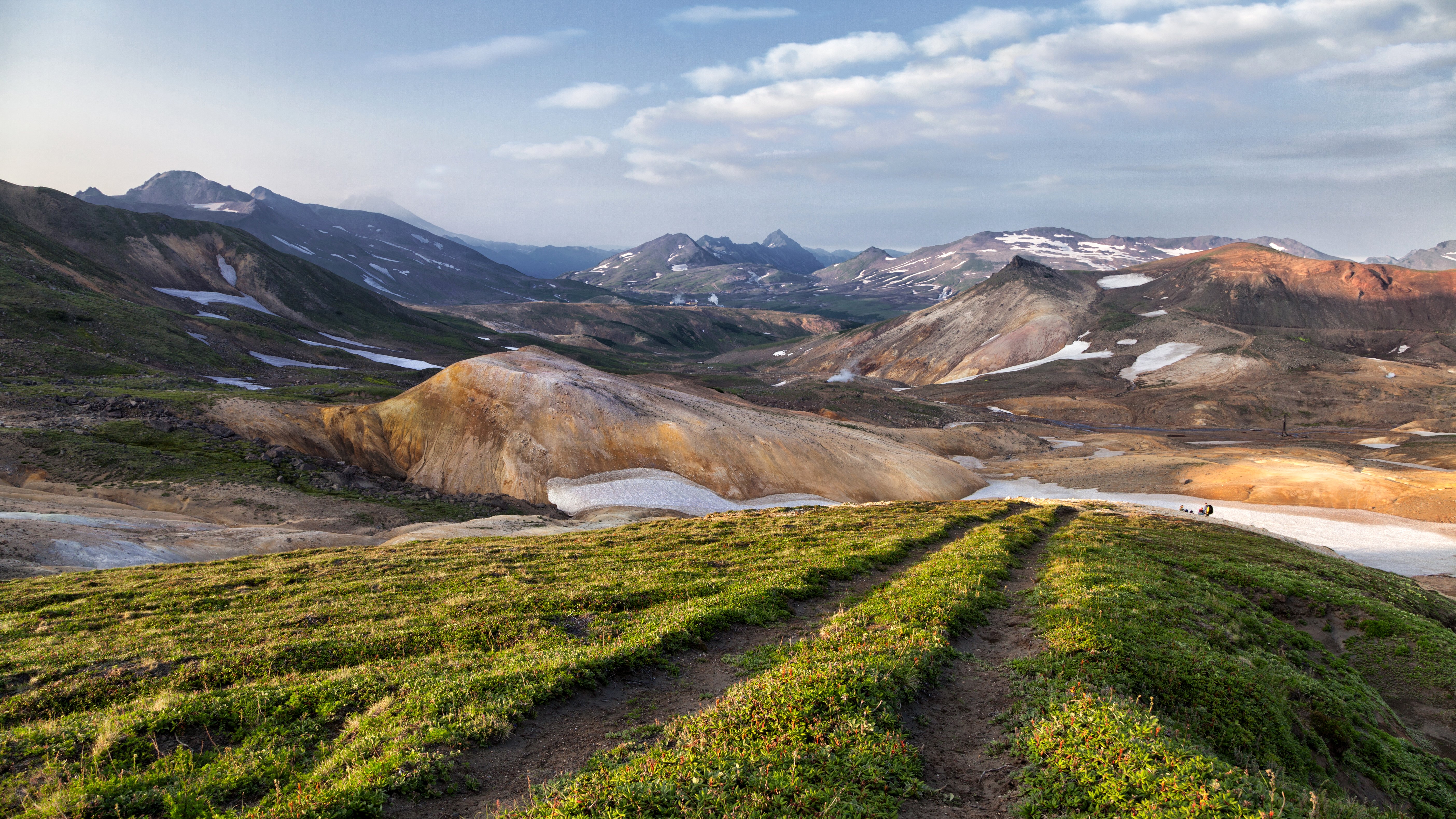 russia, Scenery, Mountains, Grass, Kamchatka, Nature Wallpapers HD