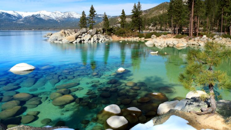 scenery, Mountains, Lake, Stones, Trees, Nature HD Wallpaper Desktop Background