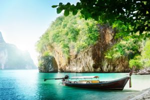 boats, Thailand, Sea, Crag, Nature