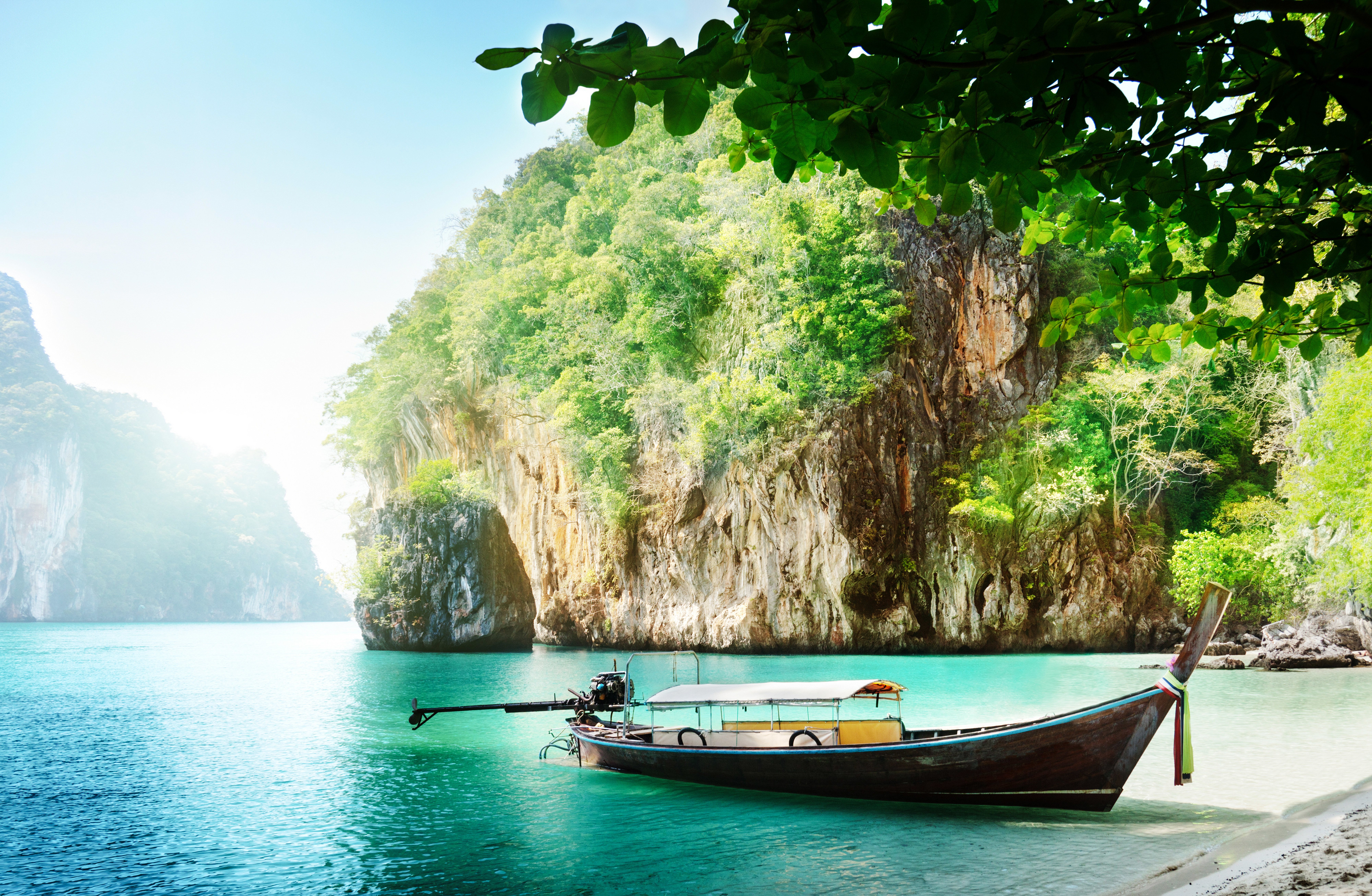 boats, Thailand, Sea, Crag, Nature Wallpaper