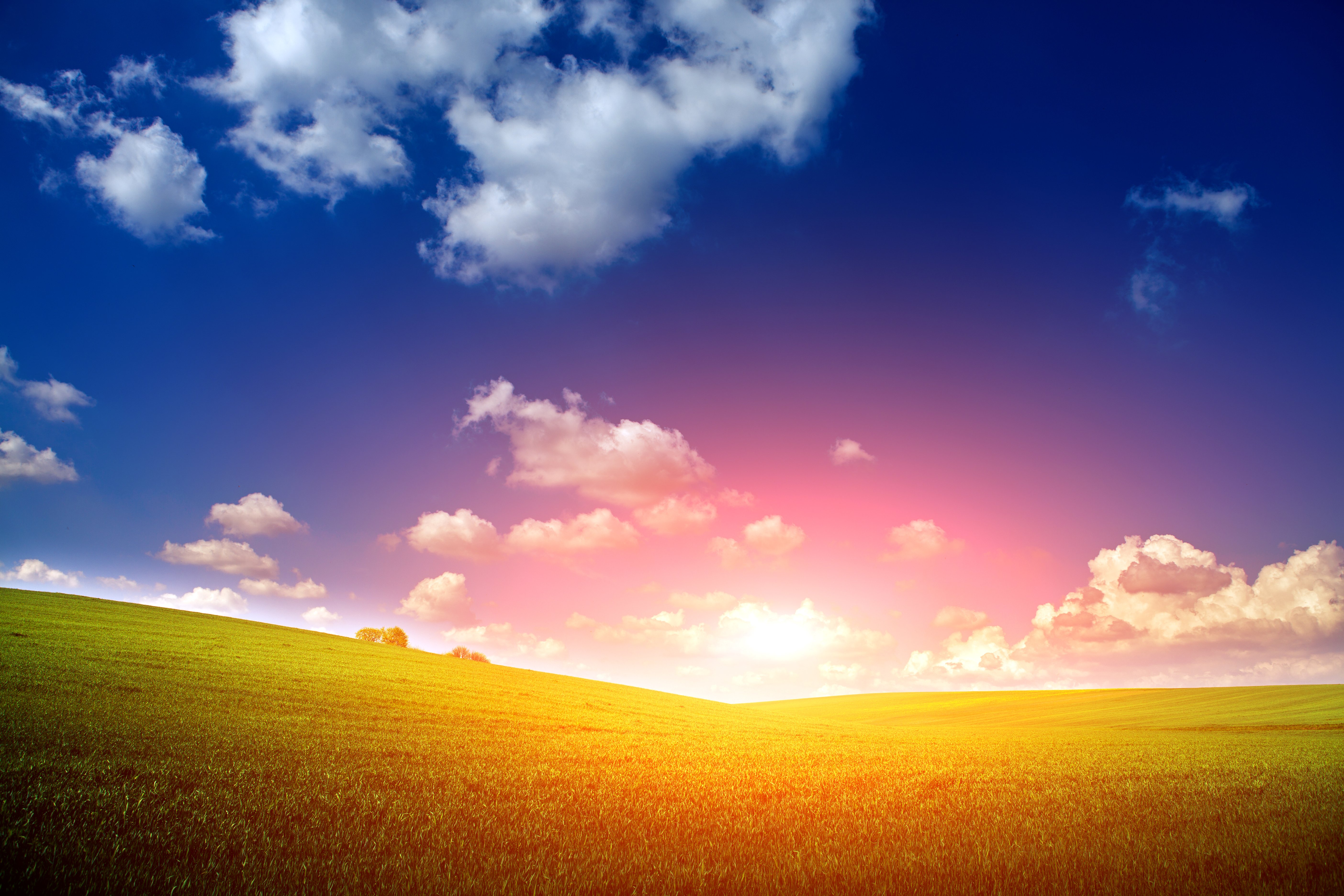 scenery, Sunrises, And, Sunsets, Fields, Sky, Clouds, Nature Wallpaper