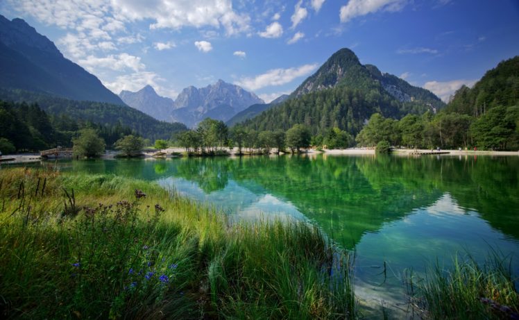 slovenia, Scenery, Mountains, Lake, Grass, Lake, Jasna, Kranjska, Gora, Nature HD Wallpaper Desktop Background