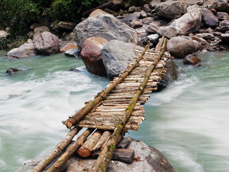 rivers, Bridges, Stones, Nepal, Himalaya, Nature HD Wallpaper Desktop Background