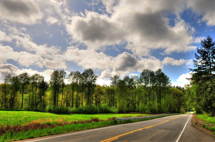 roads, Sky, Clouds, Trees, Nature HD Wallpaper Desktop Background