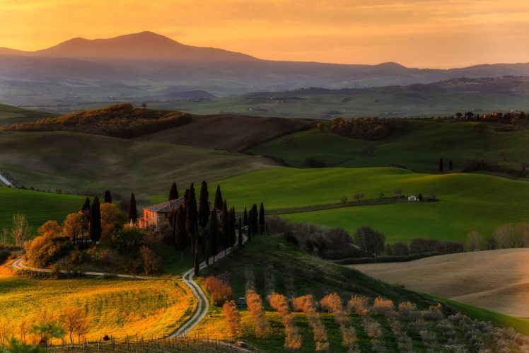 italy, Scenery, Fields, Houses, Sunrises, And, Sunsets, Podere, Belvedere, Tuscany, Nature HD Wallpaper Desktop Background