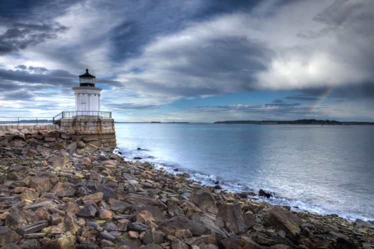usa, Scenery, Coast, Lighthouses, Stones, Sky, Portland, Oregon, Nature HD Wallpaper Desktop Background