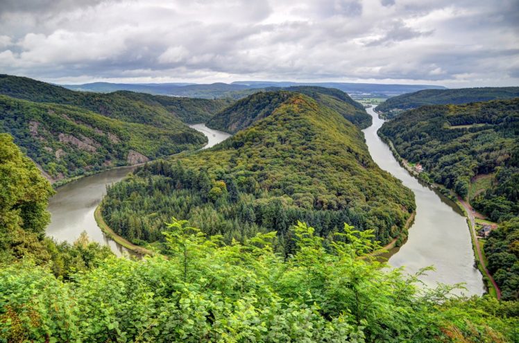 germany, Rivers, Forests, Scenery, Mettlach, Saar, Nature HD Wallpaper Desktop Background