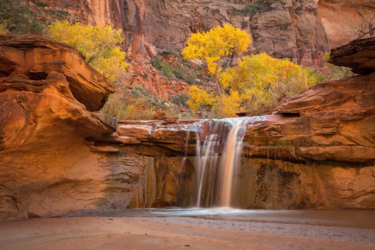 autumn, Waterfalls, Crag, Canyon, Nature HD Wallpaper Desktop Background