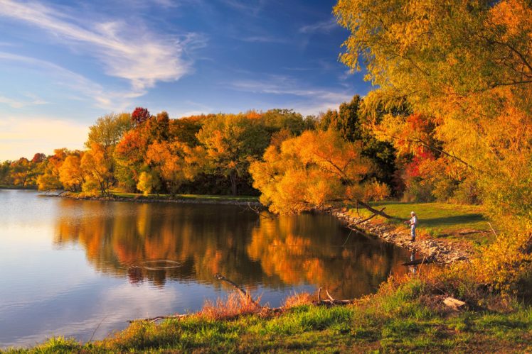 coast, Forests, Autumn, Lake, Nature HD Wallpaper Desktop Background