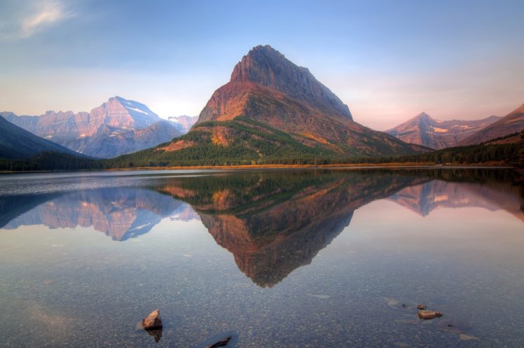 lake, Mountains, Usa, Parks, Crag, Glacier, Nature HD Wallpaper Desktop Background