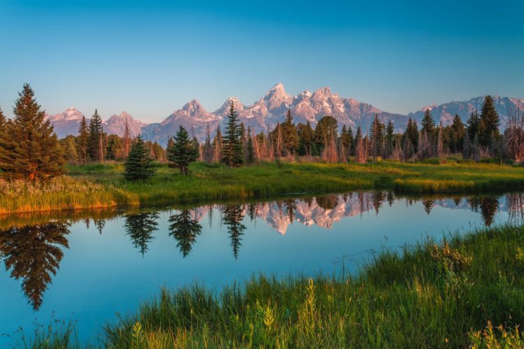 mountains, Rivers, Scenery, Parks, Usa, Grass, Grand, Teton, Nature HD Wallpaper Desktop Background