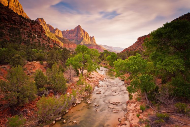 rivers, Usa, Parks, Crag, Virgin, River, Watchman, Zion, Nature HD Wallpaper Desktop Background